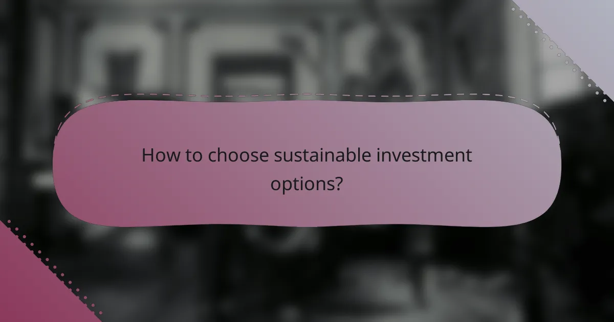 How to choose sustainable investment options?