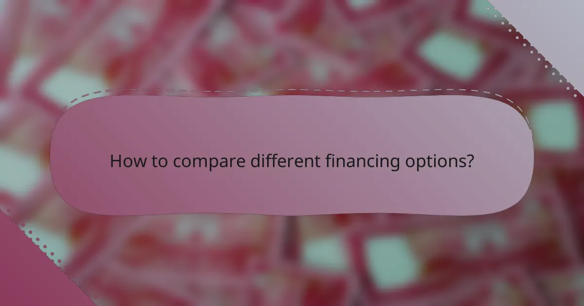 How to compare different financing options?