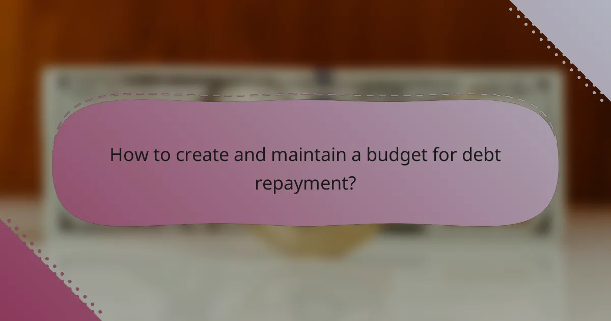 How to create and maintain a budget for debt repayment?