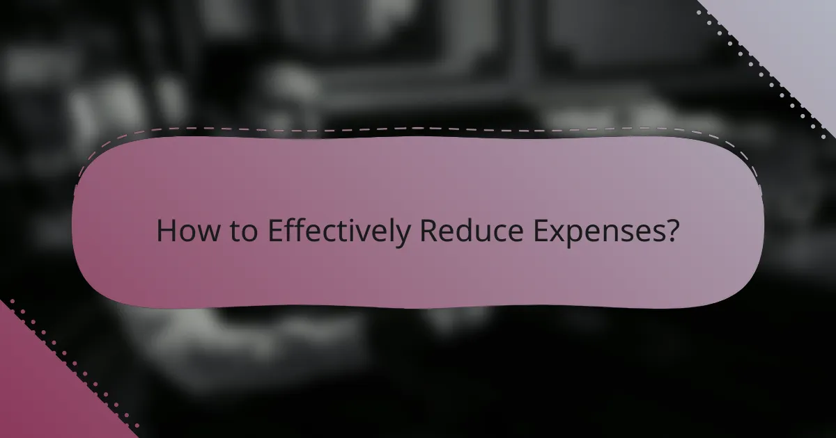 How to Effectively Reduce Expenses?